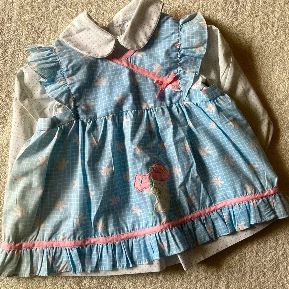 Vintage Mayfair toddler dress, teddy bear design two layers. Sz 24 months